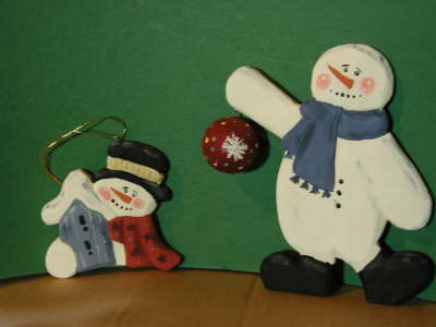 Two Snowman ornaments